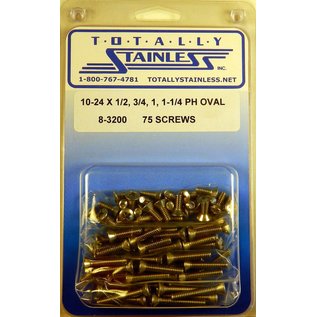 Totally Stainless 10-24 x 1/2", 3/4", 1" & 1-1/4" Stainless  Phillips Oval Head Machine Screws - 8-3200