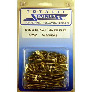 Totally Stainless 10-32 x 1/2", 3/4", 1",1-1/4" Stainless  Phillips Flat Head Machine Screws - 8-2360