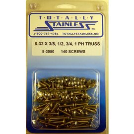 Totally Stainless Totally Stainless 6-32 x 3/8. 1/2, 3/4, & 1" Stainless  Phillips Truss Heas Machine Screws - 8-3050