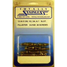 Totally Stainless 12-24 x 3/8", 1/2", 3/4", & 1" Stainless  Slotted Fillister Head Machine Screws - 8-2185