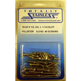 Totally Stainless 10-24 x 1/2, 3/4 & 1-1/4" Stainless  Slotted Fillister Head Machine Screws - 8-2183