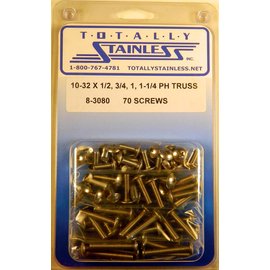 Totally Stainless 10-32 x 1/2, 3/4, 1 & 1-1/4" Stainless  Phillips Truss Head Truss Head Machine Screws