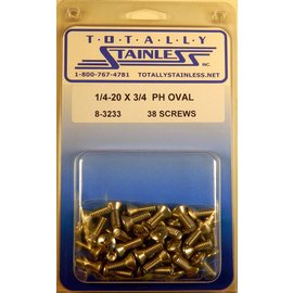 Totally Stainless 1/4-20 x 3/4" Stainless Phillips Oval Head Bolts - 8-3233