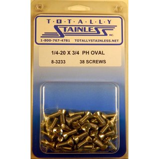 Totally Stainless 1/4-20 x 3/4" Stainless Phillips Oval Head Bolts - 8-3233