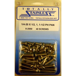 Totally Stainless 1/4-20 x 1/2", 1", & 1-1/2" Stainless  Phillips Pan Head Bolts - 8-2950