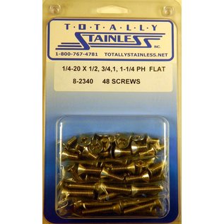 Totally Stainless 1/4-20 x 1/2", 3/4", 1", & 1-1/4" Stainless  Phillips Flat Head Bolts - 8-2340