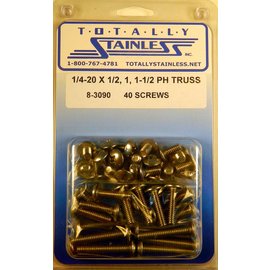 Totally Stainless 1/4-20 x 1/2", 1", & 1-1/2" Stainless  Phillips Truss Head Bolts - 8-3090