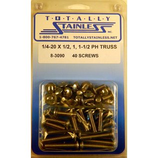 Totally Stainless 1/4-20 x 1/2", 1", & 1-1/2" Stainless  Phillips Truss Head Bolts - 8-3090