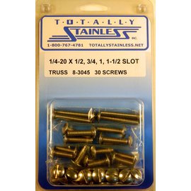 Totally Stainless 1/4-20 x 1/2", 3/4", 1", 1-1/2" Stainless Slotted Truss Head Machine Screws - 8-3045