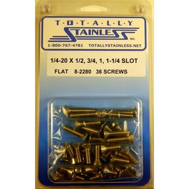 Totally Stainless 1/4-20 x 1/2", 3/4", 1", & 1-1/4" Stainless Slotted Flat Head Machine Screws - 8-2280