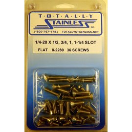 Totally Stainless 1/4-20 x 1/2, 3/4 & 1-1/4" Stainless Slotted Flat Head Machine Screws
