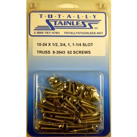 Totally Stainless 10-24 x 1/2", 3/4", 1", & 1-1/4" Stainless Slotted Truss Head Machine Screws - 8-3043