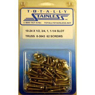Totally Stainless 10-24 x 1/2", 3/4", 1", & 1-1/4" Stainless Slotted Truss Head Machine Screws - 8-3043