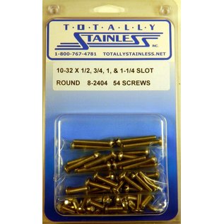 Totally Stainless 10-32 x 1/2", 3/4", 1", & 1-1/4" Stainless Slotted Round Head Machine Screws - 8-2404