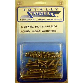 Totally Stainless Totally Stainless 12-24 x 1/2", 3/4", 1", & 1-1/2" Stainless Slotted Round Head Machine Screws - 8-2405