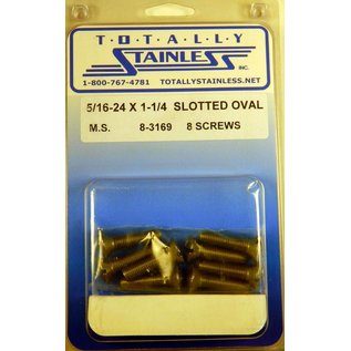 Totally Stainless 5/16-24 x 1-1/4" Stainless Slotted Oval Head Machine Screw - 8-3169