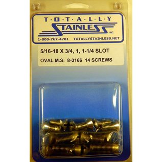 Totally Stainless 5/16-18 x 3/4", 1", & 1-1/4" Stainless Slotted Oval Head Machine Screws - 8-3166