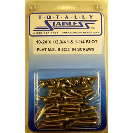 Totally Stainless 10-24 x 1/2", 3/4", 1", & 1-1/4" Stainless Slotted Flat Head Machine Screws - 8-2202