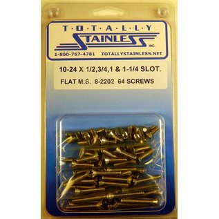 Totally Stainless 10-24 x 1/2", 3/4", 1", & 1-1/4" Stainless Slotted Flat Head Machine Screws - 8-2202