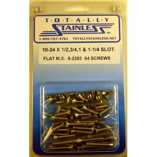 Totally Stainless 10-24 x 1/2, 3/4 & 1-1/4" Stainless Slotted Flat Head Machine Screws