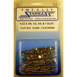 Totally Stainless 6-32 x 3/8", 1/2", 3/4", & 1" Stainless Slotted Flat Head Machine Screws - 8-2200