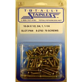 Totally Stainless 10-24 x 1/2", 3/4", 1", & 1-1/4" Stainless Slotted Pan Head Machine Screws - 8-2703