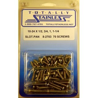 Totally Stainless 10-24 x 1/2", 3/4", 1", & 1-1/4" Stainless Slotted Pan Head Machine Screws - 8-2703