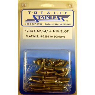 Totally Stainless 12-24 x 1/2", 3/4", 1", & 1-1/4" Stainless Slotted Flat Head Machine Screws - 8-2256