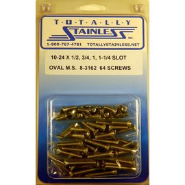 Totally Stainless 10-24 x 1/2", 3/4", 1",  & 1-1/4" Stainless Slotted Oval Head Machine Screws - 8-3162