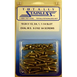Totally Stainless 10-24 x 1/2", 3/4", 1",  & 1-1/4" Stainless Slotted Oval Head Machine Screws - 8-3162