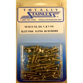 Totally Stainless 10-32 x 1/2", 3/4", 1", & 1-1/4" Stainless Slotted Pan Head Machine Screws - 8-2704