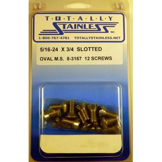 Totally Stainless 5/16-24 x 3/4" Stainless Slotted Oval Head Machine Screws - 8-3167
