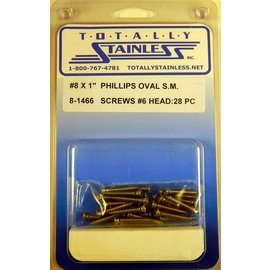 Totally Stainless #8 x 1" Stainless Phillips Oval Jackson Head Sheet Metal Screws #6 Head - 8-1466