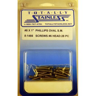 Totally Stainless #8 x 1" Stainless Phillips Oval Jackson Head Sheet Metal Screws #6 Head - 8-1466