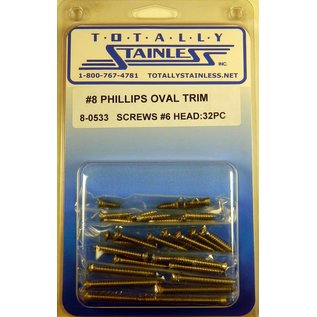 Totally Stainless #8 Stainless Phillips Oval Jackson Head Sheet Metal Screws #6 Head - Asst Lengths - 8-0533