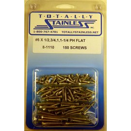 Totally Stainless #6 Stainless Phillips Flat Head Sheet Metal Screws - 8-1110