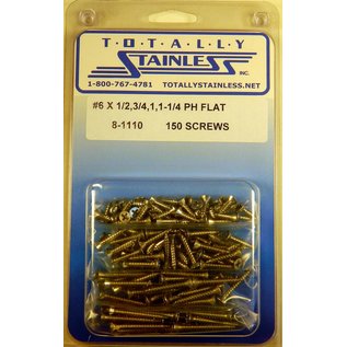 Totally Stainless #6 Stainless Phillips Flat Head Sheet Metal Screws - 8-1110
