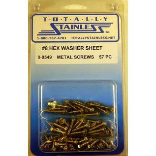 Totally Stainless #8 Stainless Indented Hex Washer Head Sheet Metal Screws - 8-0549