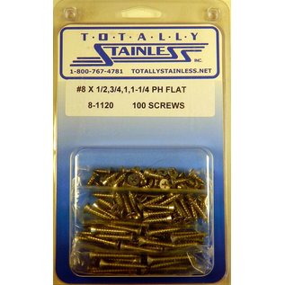 Totally Stainless #8 Stainless Phillips Flat Head Sheet Metal Screws - 8-1120