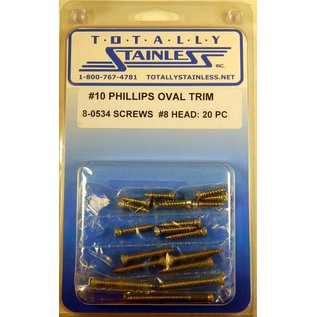 Totally Stainless #10 Stainless Phillips Oval Jackson Head Sheet Metal Screws W/ #8 Head - 8-0534