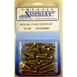 Totally Stainless #12 Stainless Phillips Flat Head Sheet Metal Screws - 8-1150