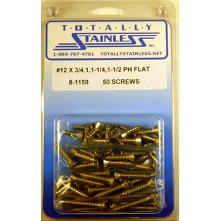 Totally Stainless #12 Stainless Phillips Flat Head Sheet Metal Screws - 8-1150