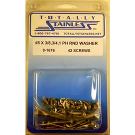 Totally Stainless #8 Stainless Phillips Round Washer Head Sheet Metal Screws - 8-1676