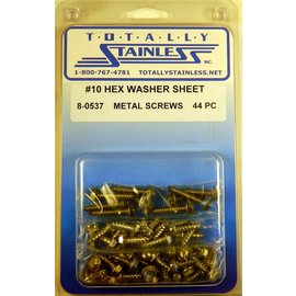 Totally Stainless #10 Stainless Indented Hex Washer Head Sheet Metal Screws - 8-0537