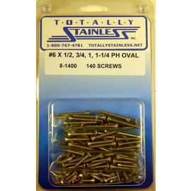 Totally Stainless #6 Stainless Phillips Oval Head Sheet Metal Screws - 8-1400