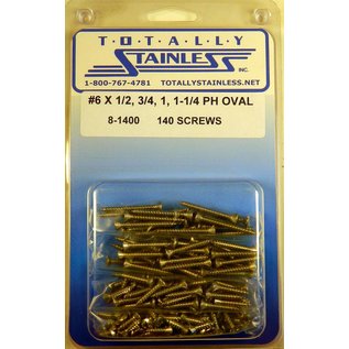 Totally Stainless #6 Stainless Phillips Oval Head Sheet Metal Screws - 8-1400