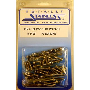 Totally Stainless #10 Stainless Phillips Flat Head Sheet Metal Screws - 8-1130