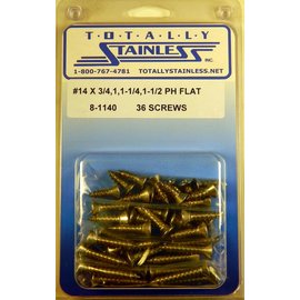 Totally Stainless #14 Stainless Phillips Flat Head Sheet Metal Screws - 8-1140