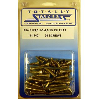 Totally Stainless #14 Stainless Phillips Flat Head Sheet Metal Screws - 8-1140