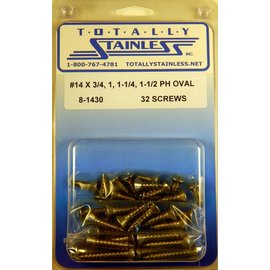Totally Stainless #14 Stainless Phillips Oval Head Sheet Metal Screws - 8-1430